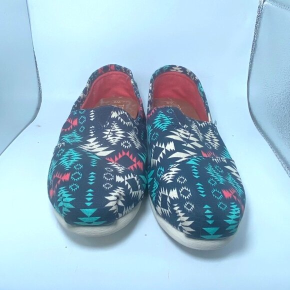 Toms Tribal Print Canvas Slip-On Shoes Womens Size 6 Vibrant Aztec Pattern - Picture 2 of 5